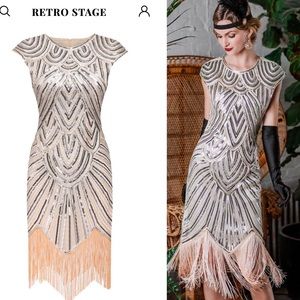 1920s Flapper Sequence Evening Dress